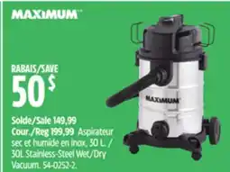 Canadian Tire MAXIMUM Stainless-Steel Wet/Dry Vacuum offer