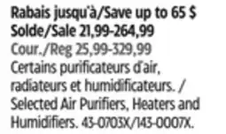 Canadian Tire Selected Air Purifiers, Heaters and Humidifiers offer