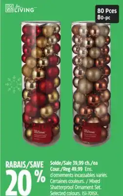Canadian Tire For Living Mixed Shatterproof Ornament Set offer
