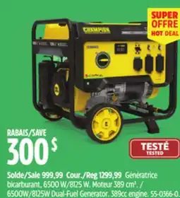 Canadian Tire Champion 6500W/8125W Dual-Fuel Generator offer