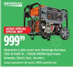 Canadian Tire Generac 7500W/9400W Open-Frame Generator, Electric Start offer