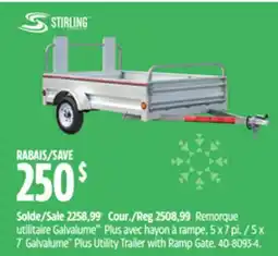Canadian Tire Stirling 5 x 7´ Galvalume Plus Utility Trailer with Ramp Gate offer