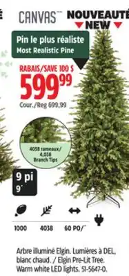 Canadian Tire CANVAS Elgin Pre-Lit Tree offer