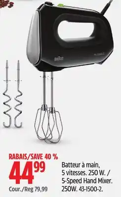 Canadian Tire Braun 5-Speed Hand Mixer. 250W offer