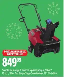 Canadian Tire Toro 99cc Gas Single-Stage Snowblower, 18˝ offer