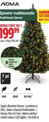 Canadian Tire NOMA Henry Pre-Lit Tree, Warm white/ multi-colour LED lights offer