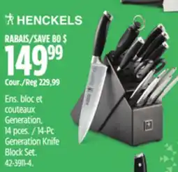 Canadian Tire Henckels 14-Pc Generation Knife Block Set offer