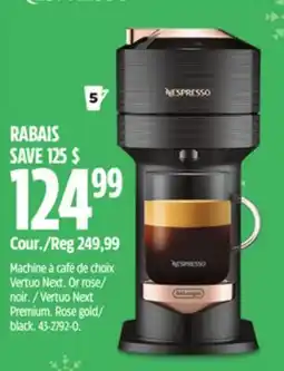 Canadian Tire Nespresso Vertuo Next Premium. Rose gold/ black offer