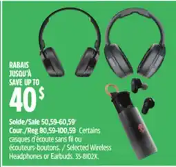Canadian Tire Skullcandy Selected Wireless Headphones or Earbuds offer