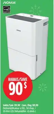 Canadian Tire 50-Pint LED Dehumidifier offer
