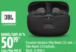 Canadian Tire JBL Vibe Beam 2.0 Earbuds, Black offer