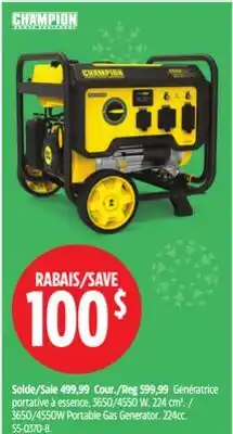 Canadian Tire Champion 3650/4550W Portable Gas Generator offer