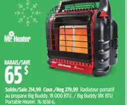 Canadian Tire MR. Heater Big Buddy 18K BTU Portable Heater offer