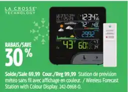 Canadian Tire La Crosse Wireless Forecast Station with Colour Display offer