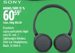 Canadian Tire SONY Lightweight Wireless Over-Ear Headphones, Black offer