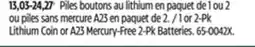 Canadian Tire Lithium Coin or A23 Mercury-Free 2-Pk Batteries offer