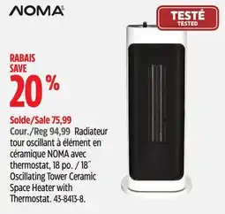 Canadian Tire Noma 18˝ Oscillating Tower Ceramic Space Heater with Thermostat offer