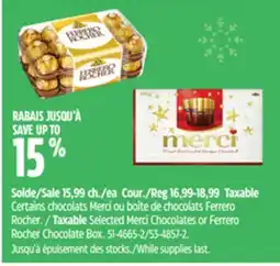 Canadian Tire Taxable Selected Merci Chocolates or Ferrero Rocher Chocolate Box offer