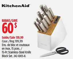 Canadian Tire KitchenAid 15-Pc Stainless-Steel Knife Block Set offer