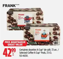 Canadian Tire FRANK Selected Coffee K-Cup Pods, 72-Ct offer