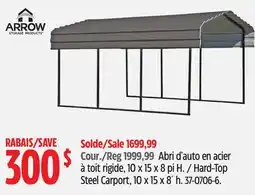 Canadian Tire Arrow Storage Products Hard-Top Steel Carport offer