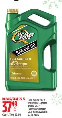 Canadian Tire Full Synthetic Motor Oil offer