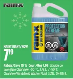 Canadian Tire Rain-X ClearView Windshield Washer Fluid, 3.78L offer
