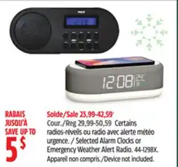 Canadian Tire Selected Alarm Clocks or Emergency Weather Alert Radio offer