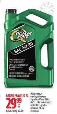 Canadian Tire Quaker State Semi-Synthetic Motor Oil offer