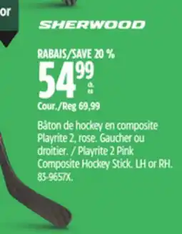 Canadian Tire Sherwood Playrite 2 Pink Composite Hockey Stick offer