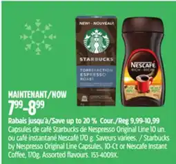 Canadian Tire Starbucks by Nespresso Original Line Capsules, 10-Ct or Nescafe Instant Coffee offer
