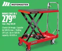 Canadian Tire MOTOMASTER Rolling Lift Cart offer