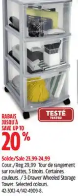 Canadian Tire type A 3-Drawer Wheeled Storage Tower offer