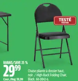 Canadian Tire For Living High-Back Folding Chair, Black offer