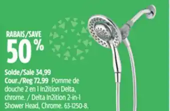 Canadian Tire Delta In2ition 2-in-1 Shower Head offer