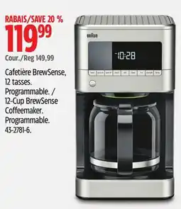 Canadian Tire Braun 12-Cup BrewSense Coffeemaker offer