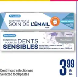 Jean Coutu Personnelle Selected toothpastes offer