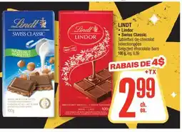 Jean Coutu LINDT Lindor, Swiss Classic Selected chocolate bars offer