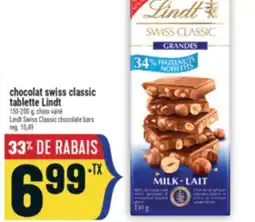 Marché Adonis CHOCOLAT SWISS CLASSIC TABLETTE LINDT | LINDT SWISS CLASSIC CHOCOLATE BARS offer