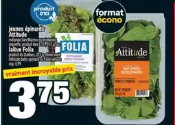 Super C jeunes épinards Attitude | Attitude baby spinach or Folia lettuce offer
