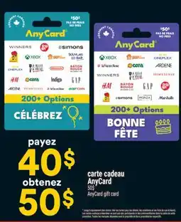 Super C carte cadeau AnyCard | AnyCard gift card offer