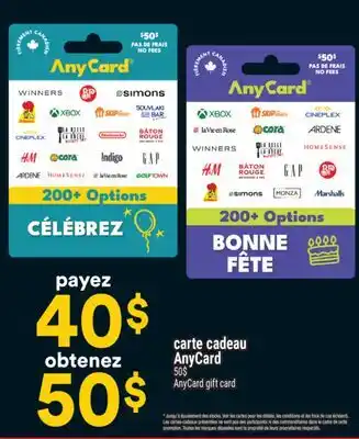 Super C carte cadeau AnyCard | AnyCard gift card offer
