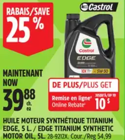 Canadian Tire CASTROL EDGE TITANIUM SYNTHETIC MOTOR OIL offer