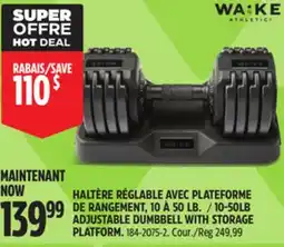 Canadian Tire 10-50LB ADJUSTABLE DUMBBELL WITH STORAGE PLATFORM offer