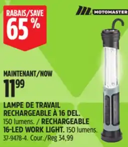Canadian Tire MOTOMASTER RECHARGEABLE 16-LED WORK LIGHT offer