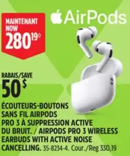 Canadian Tire AIRPODS PRO 3 WIRELESS EARBUDS WITH ACTIVE NOISE CANCELLING offer