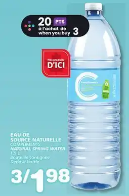 Marches Tradition COMPLIMENTS NATURAL SPRING WATER offer