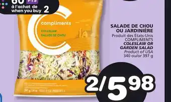 Marches Tradition COMPLIMENTS COLESLAW OR GARDEN SALAD offer