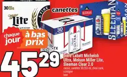 Metro BIÈRE LABATT MICHELOB ULTRA, MOLSON MILLER LITE, SLEEMAN CLEAR 2.0 | BEER offer