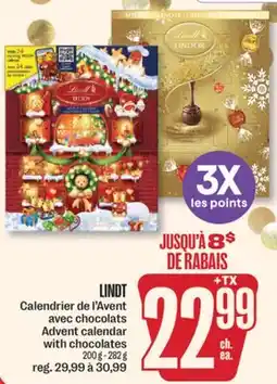 Jean Coutu LINDT Advent calendar with chocolates offer